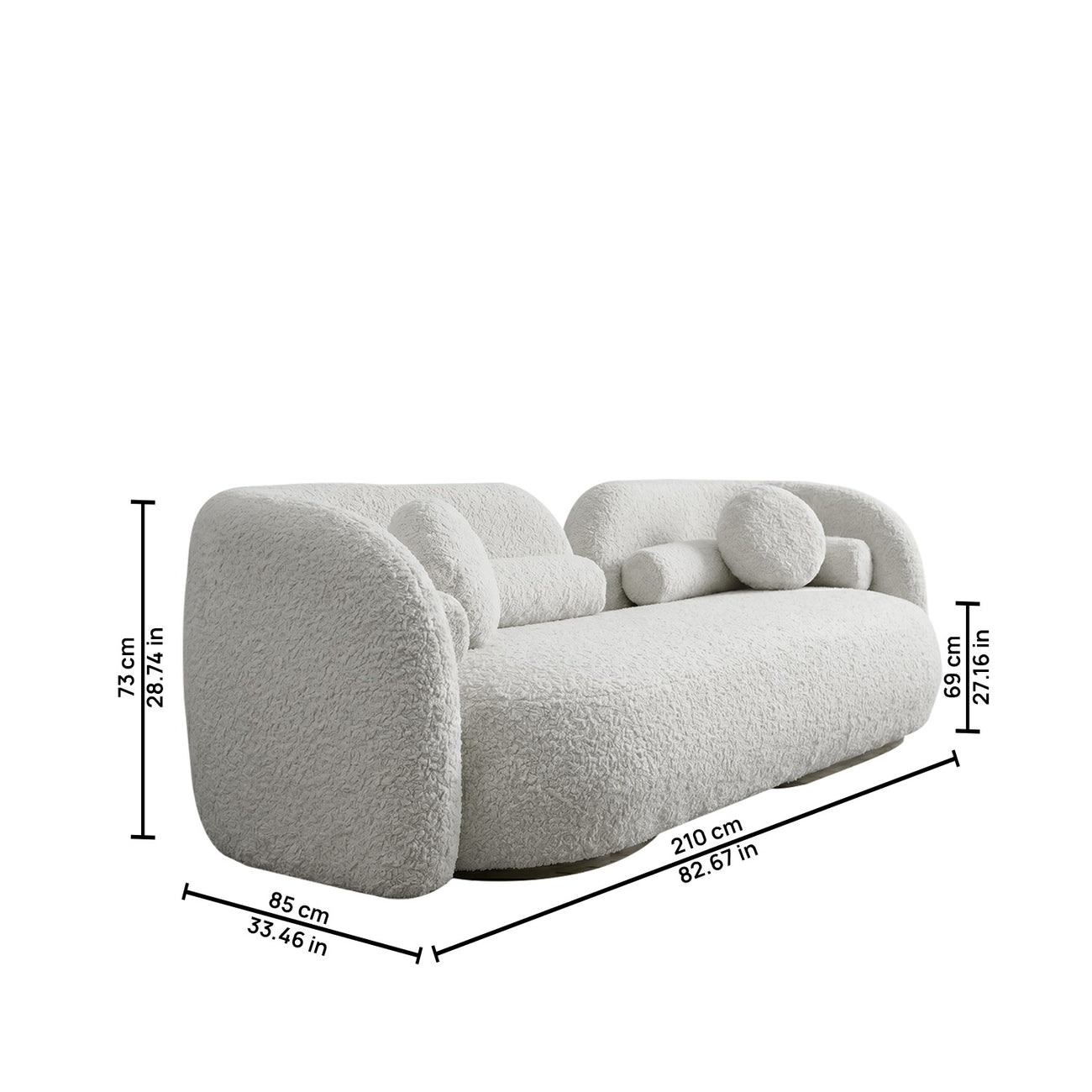 LavishLounge 3 Seater Sofa Creme