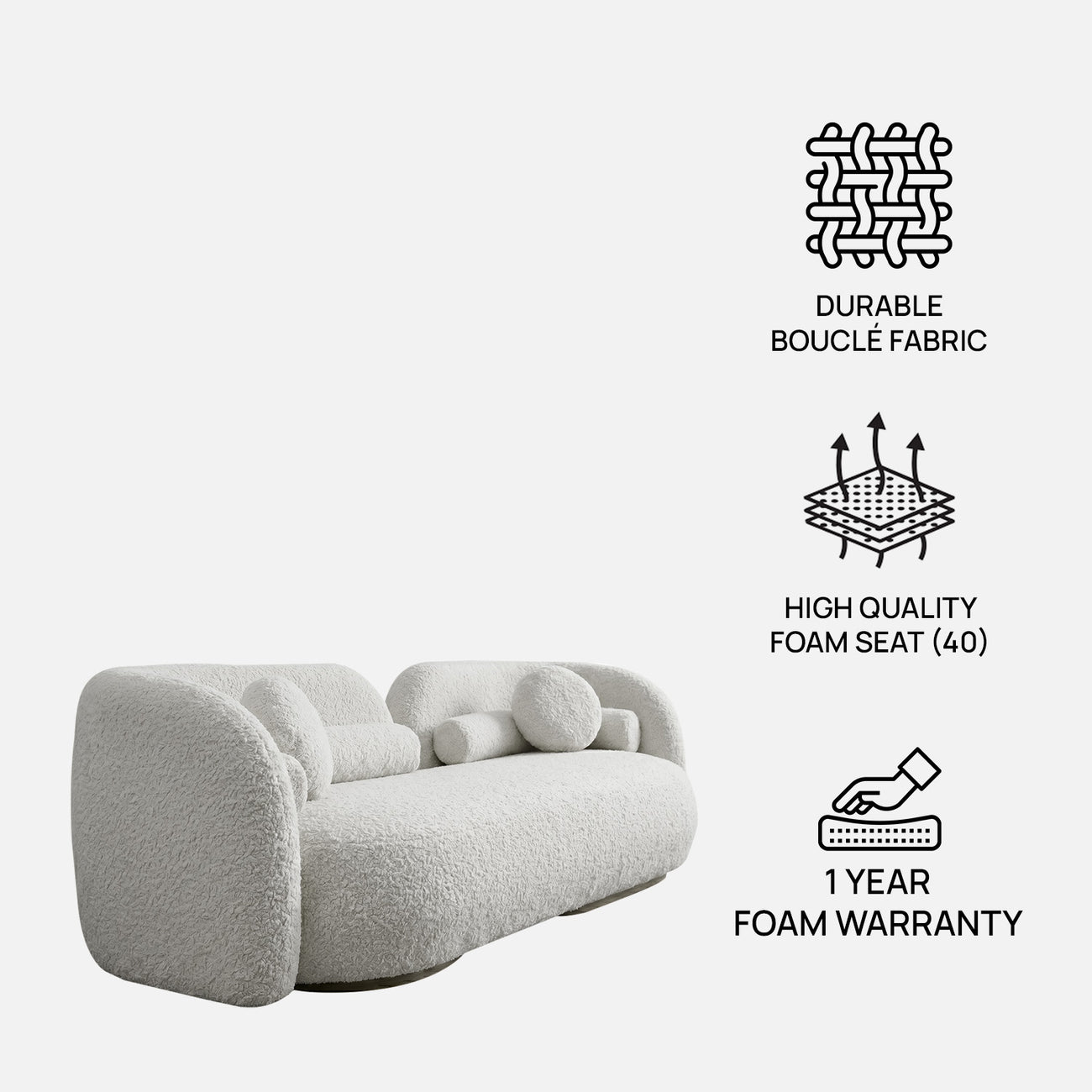 LavishLounge 3 Seater Sofa Creme