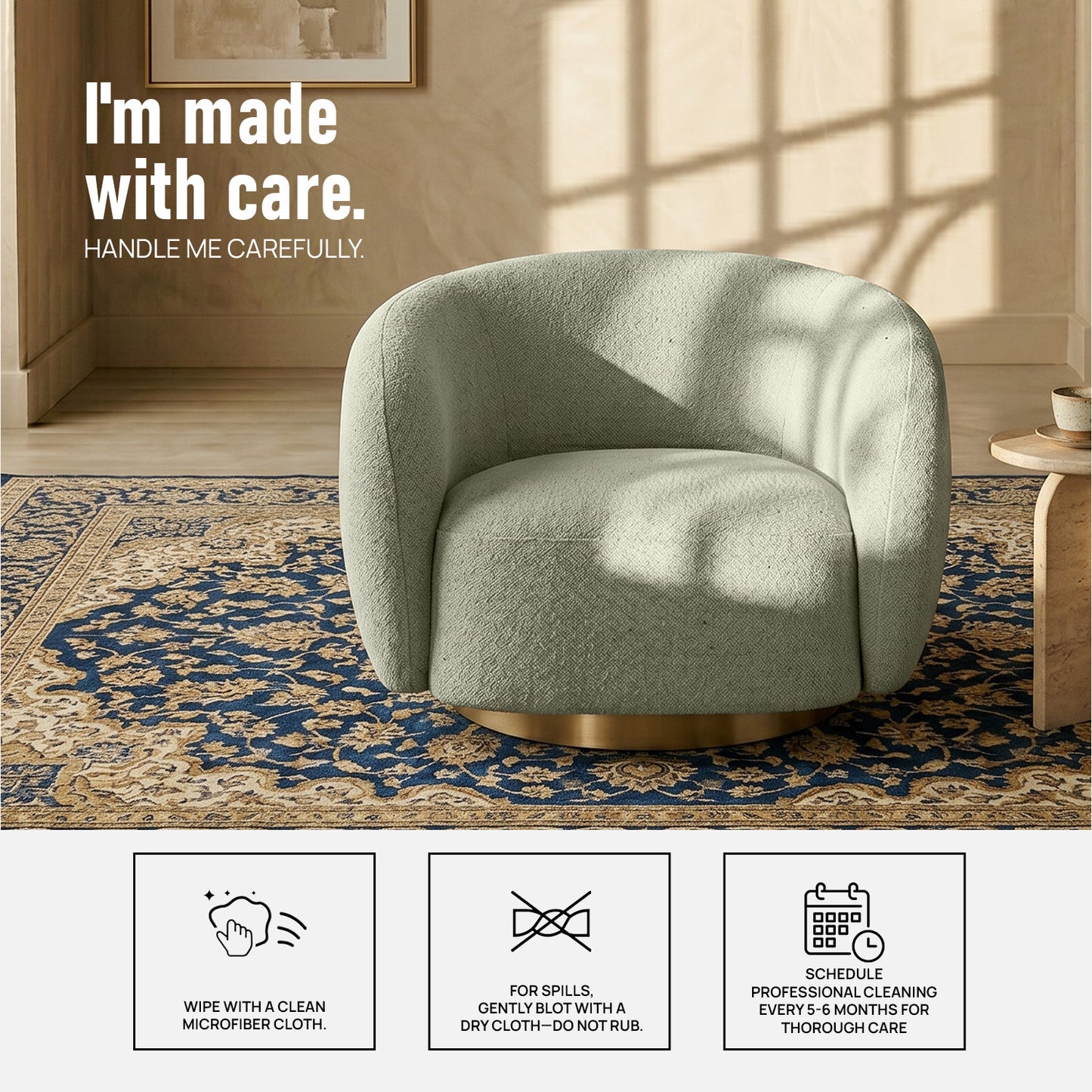 ElegantEnsemble Single Seater Sofa Beige