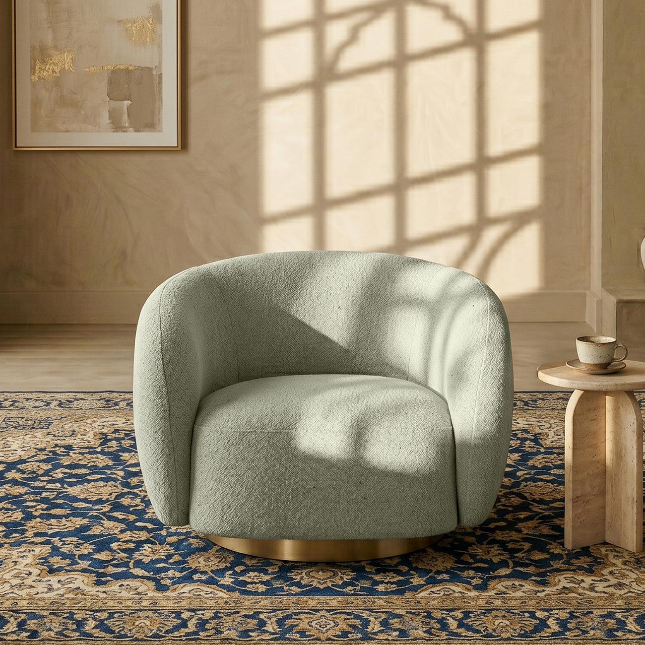 ElegantEnsemble Single Seater Sofa Beige