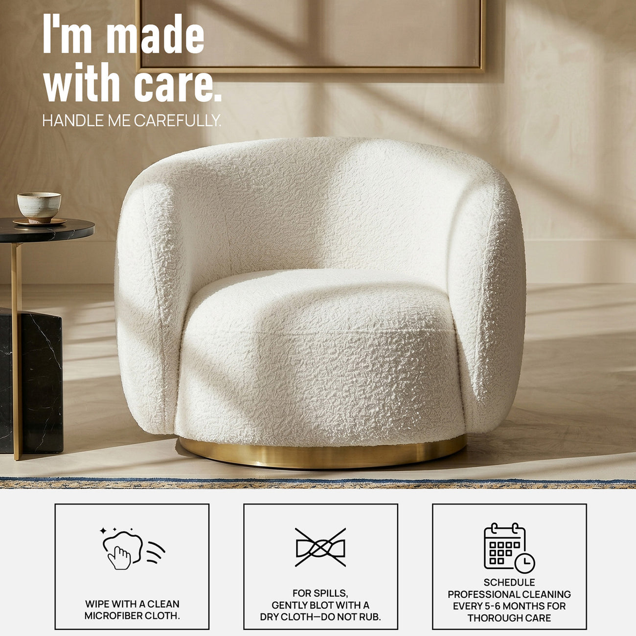 ElegantEnsemble Single Seater Sofa Creme