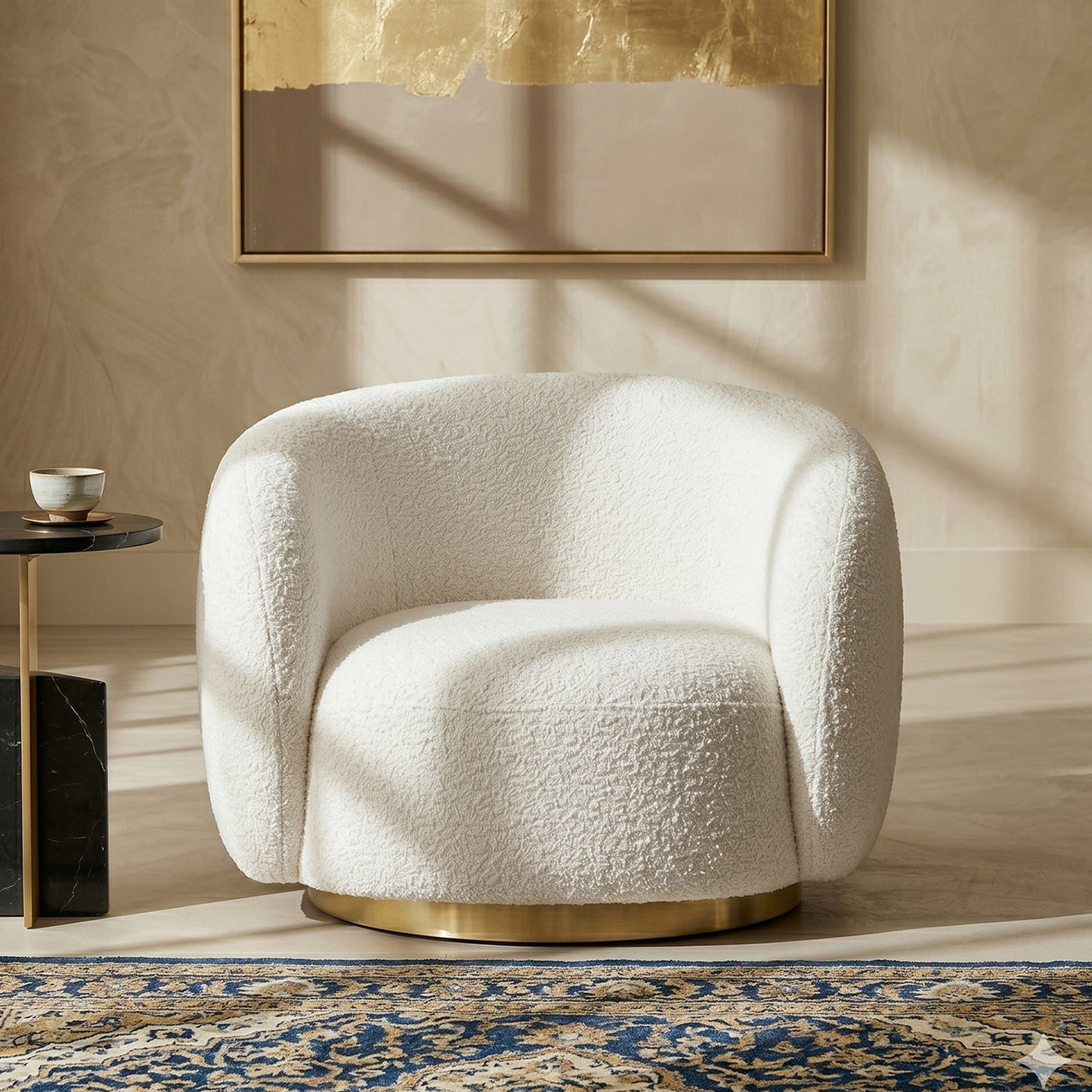 ElegantEnsemble Single Seater Sofa Creme