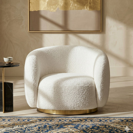 ElegantEnsemble Single Seater Sofa Creme