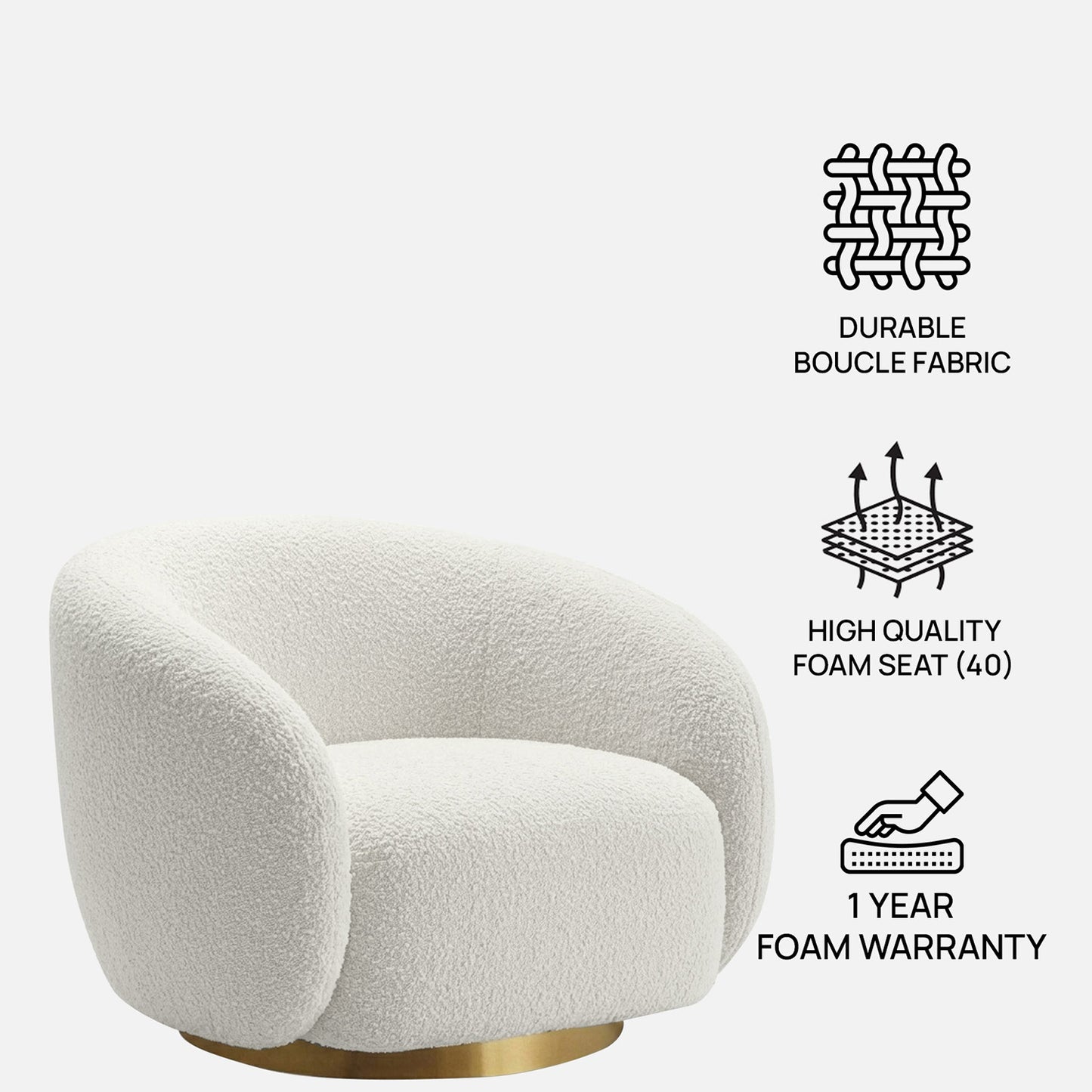 ElegantEnsemble Single Seater Sofa Creme