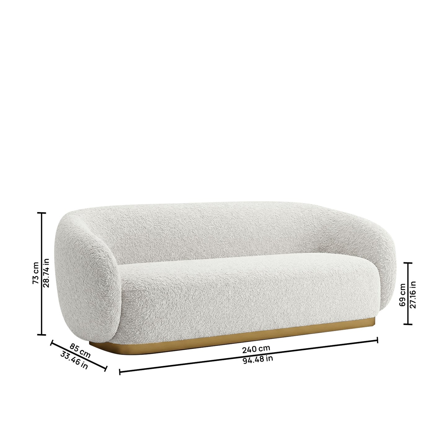 ElegantEnsemble 3 Seater Sofa Creme