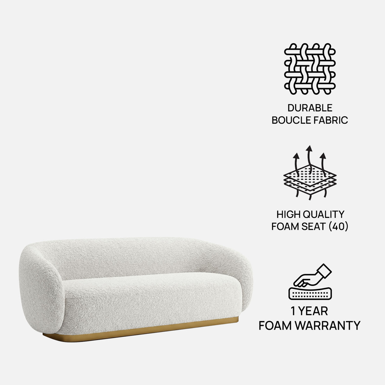 ElegantEnsemble 3 Seater Sofa Creme