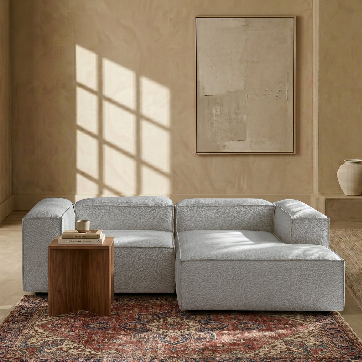 Elegant Edge 2 Seater Versatile, Comfortable Light Grey L Shaped Sofa