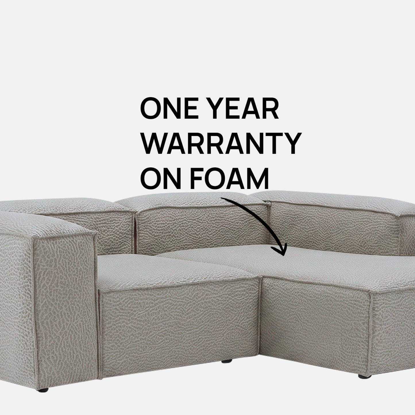 Elegant Edge 2 Seater Versatile, Comfortable Light Grey L Shaped Sofa