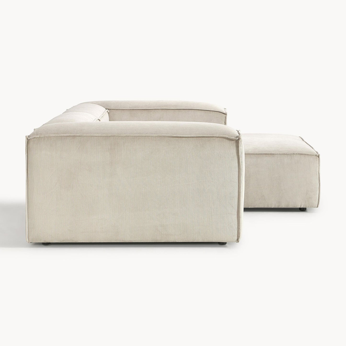 ElegantEdge 2 Seater Versatile Corduroy Creme L Shaped Sofa