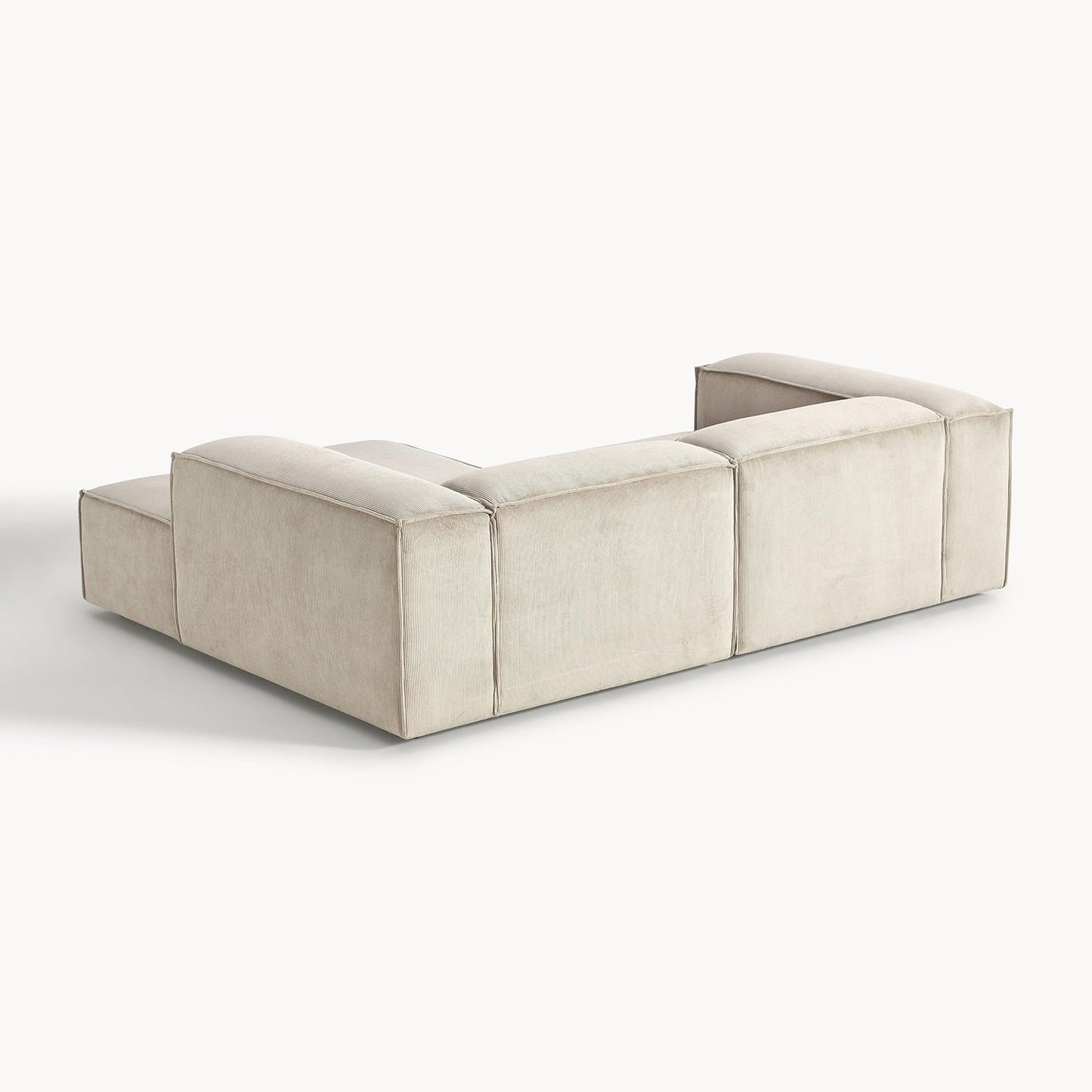 ElegantEdge 2 Seater Versatile Corduroy Creme L Shaped Sofa