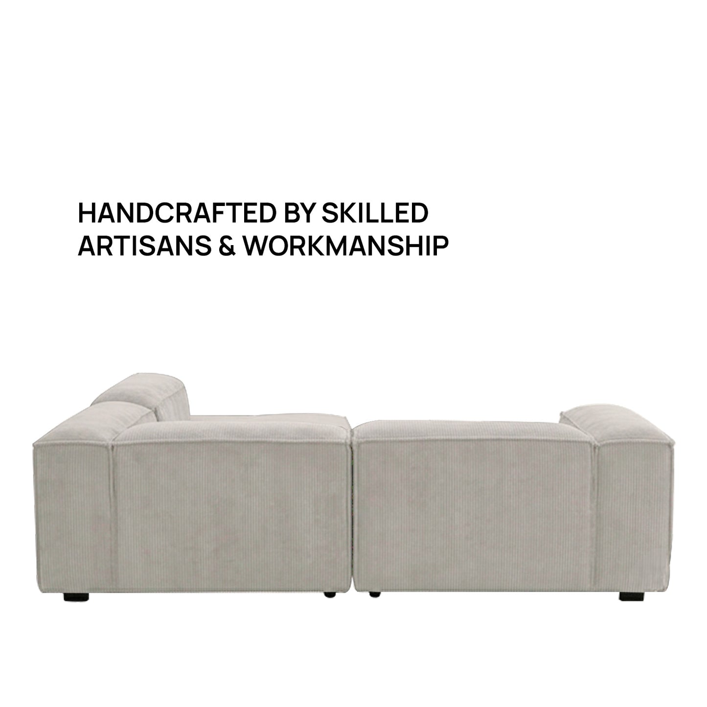 ElegantEdge 2 Seater Versatile Corduroy Creme L Shaped Sofa