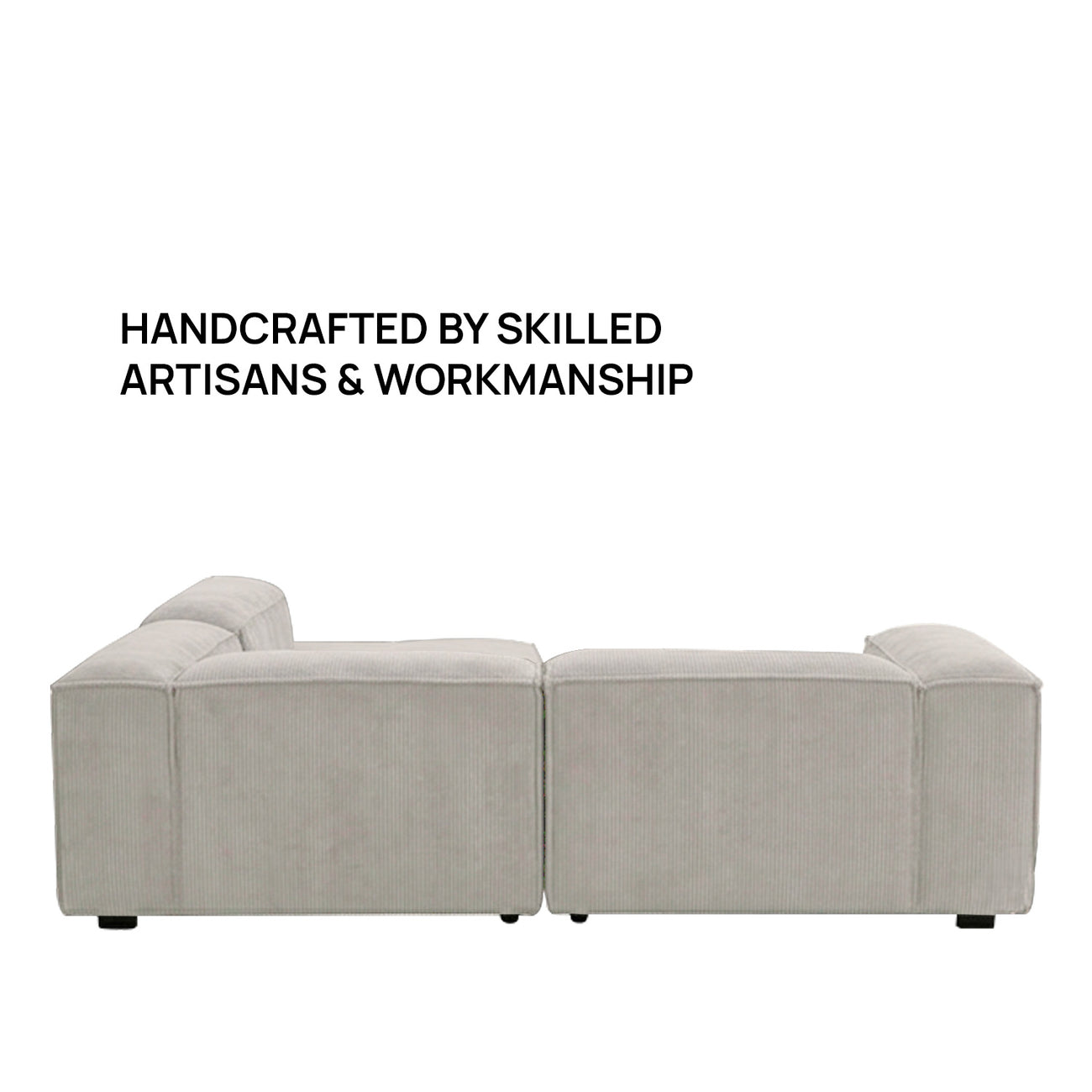 ElegantEdge 2 Seater Versatile Corduroy Creme L Shaped Sofa