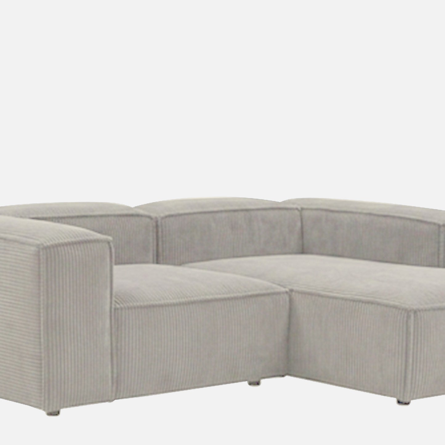 ElegantEdge 2 Seater Versatile Corduroy Creme L Shaped Sofa