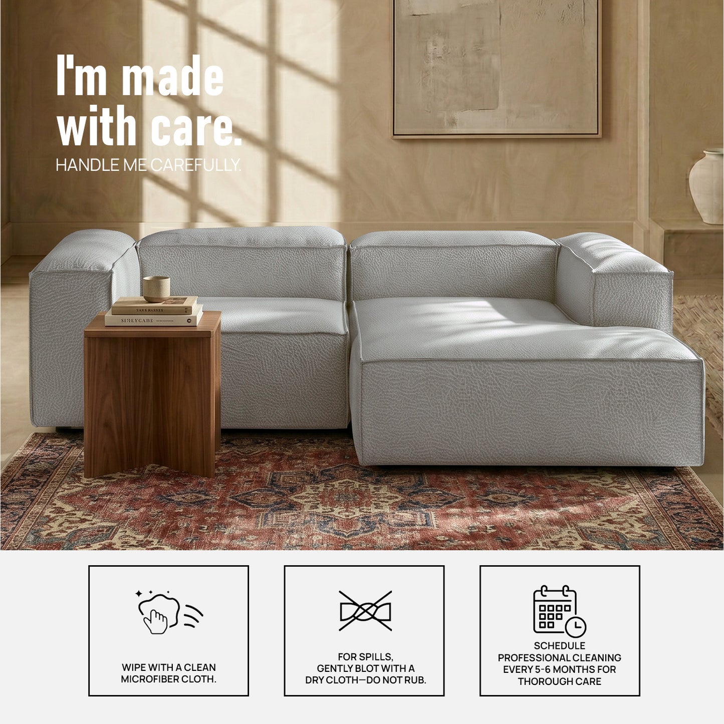 Elegant Edge 2 Seater Boucle Comfortable Dark Grey L Shaped Sofa