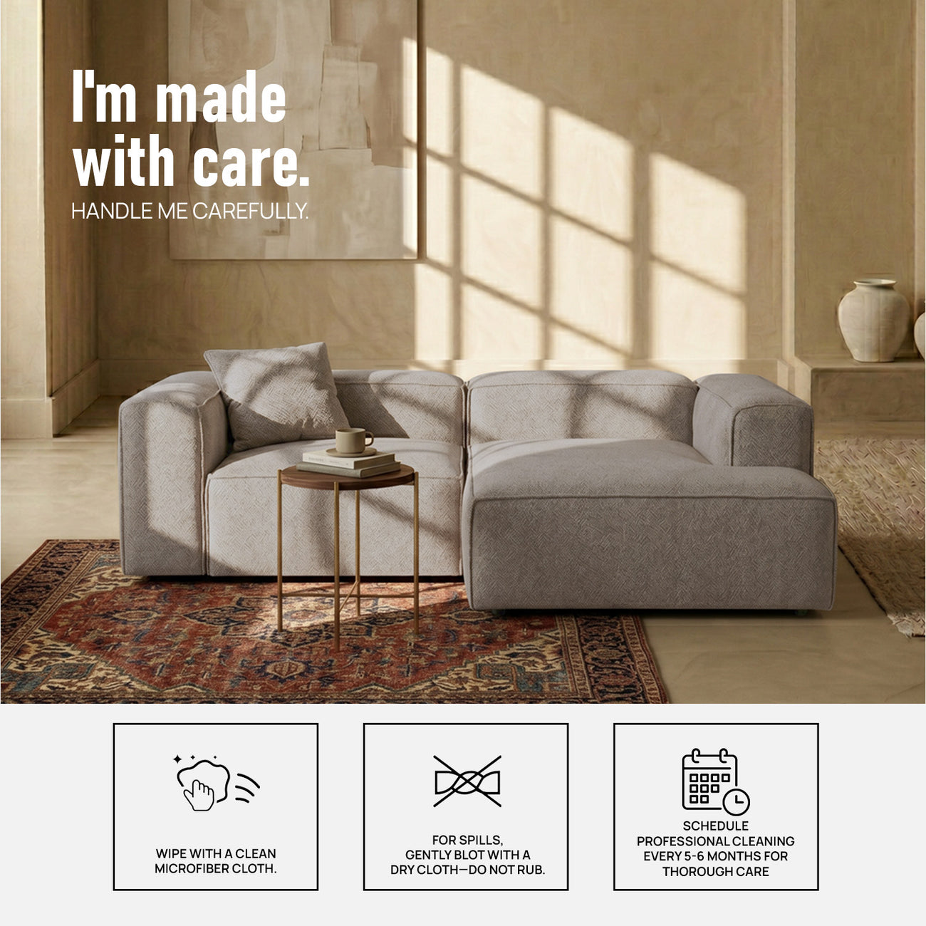 Elegant Edge 2 Seater Boucle Comfortable Dark Grey L Shaped Sofa