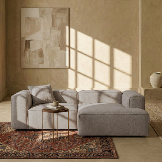 Elegant Edge 2 Seater Boucle Comfortable Dark Grey L Shaped Sofa