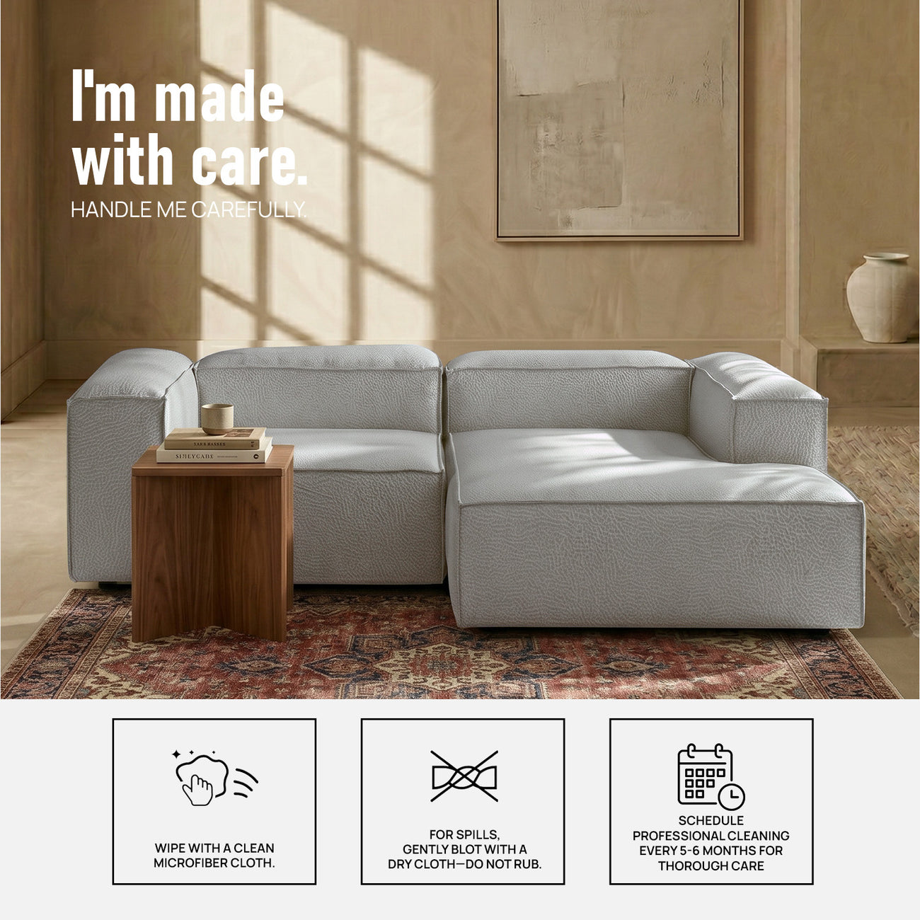 ElegantEdge 2 Seater Versatile, Comfortable Dark Grey L Shaped Sofa