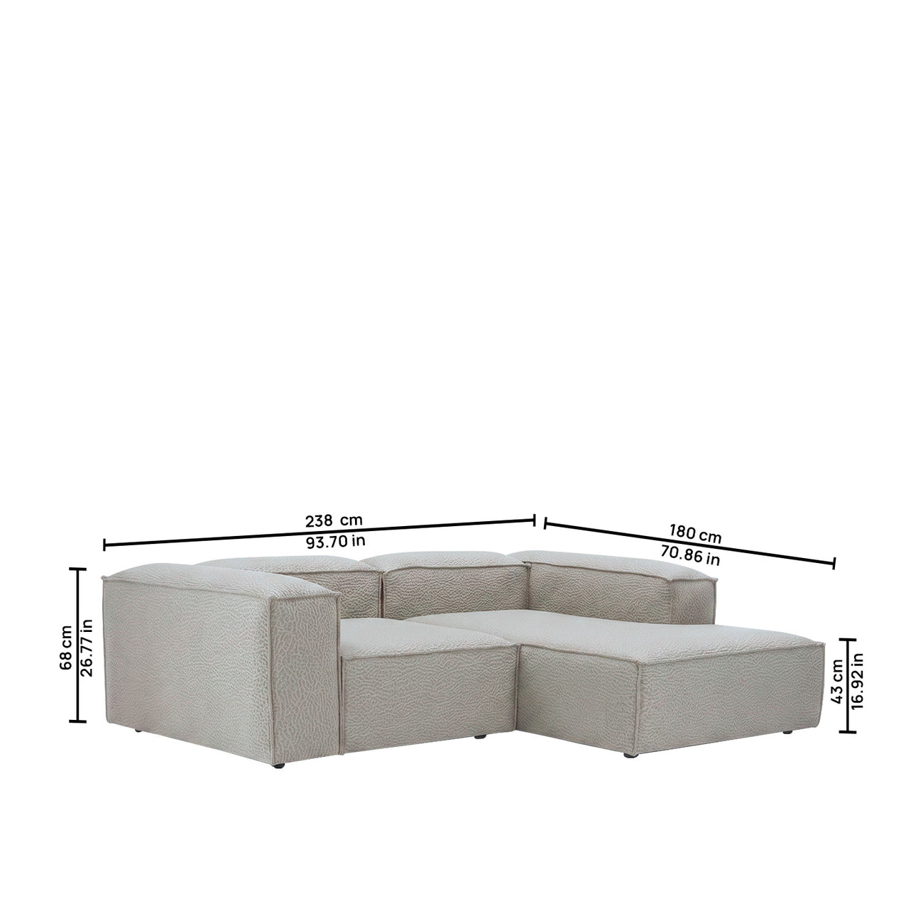 ElegantEdge 2 Seater Versatile, Comfortable Dark Grey L Shaped Sofa