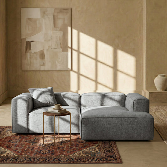 ElegantEdge 2 Seater Boucle Comfortable Dark Grey L Shaped Sofa