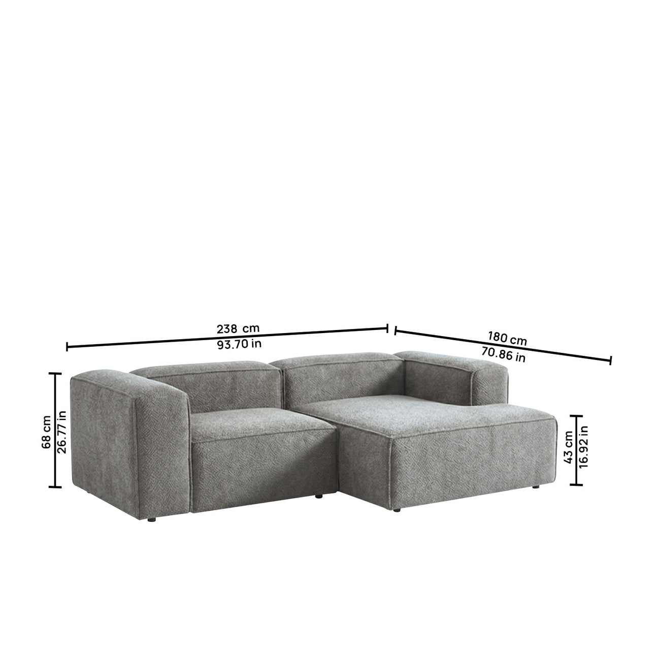 ElegantEdge 2 Seater Boucle Comfortable Dark Grey L Shaped Sofa