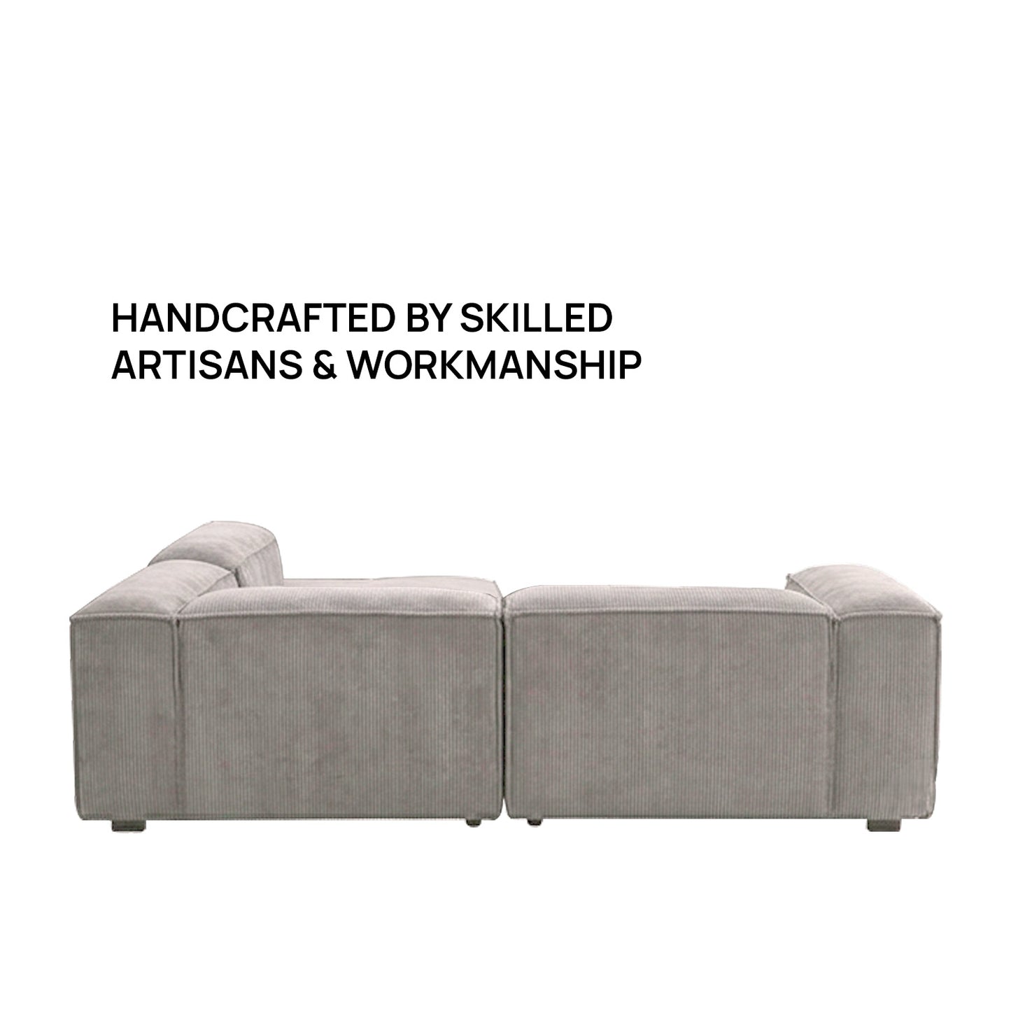 ElegantEdge 2 Seater Versatile Corduroy Grey L Shaped Sofa