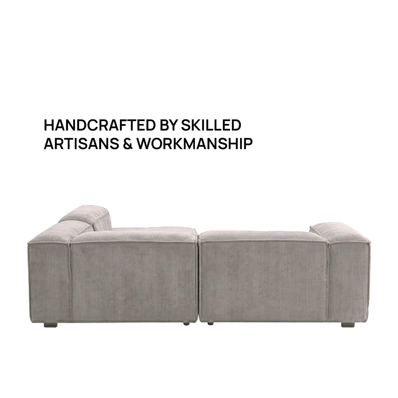 ElegantEdge 2 Seater Versatile Corduroy Grey L Shaped Sofa