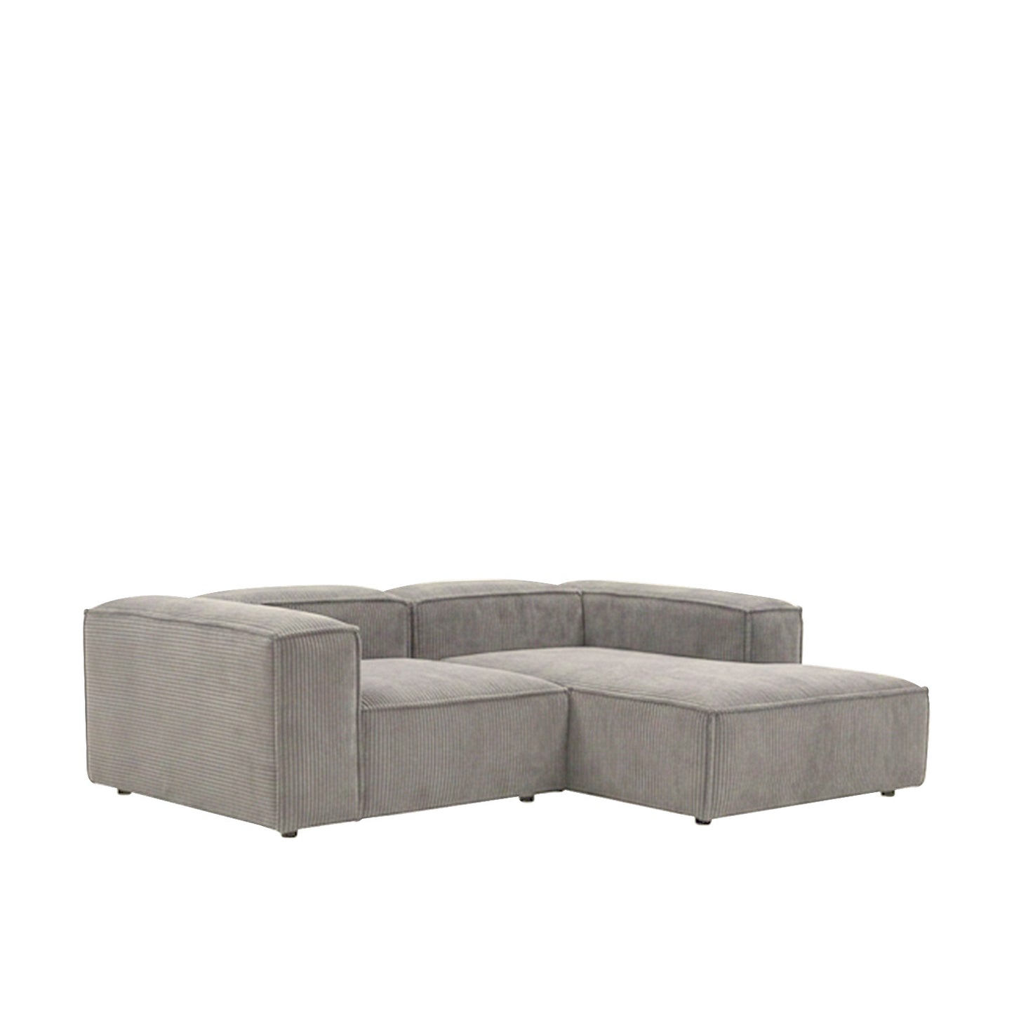 ElegantEdge 2 Seater Versatile Corduroy Grey L Shaped Sofa