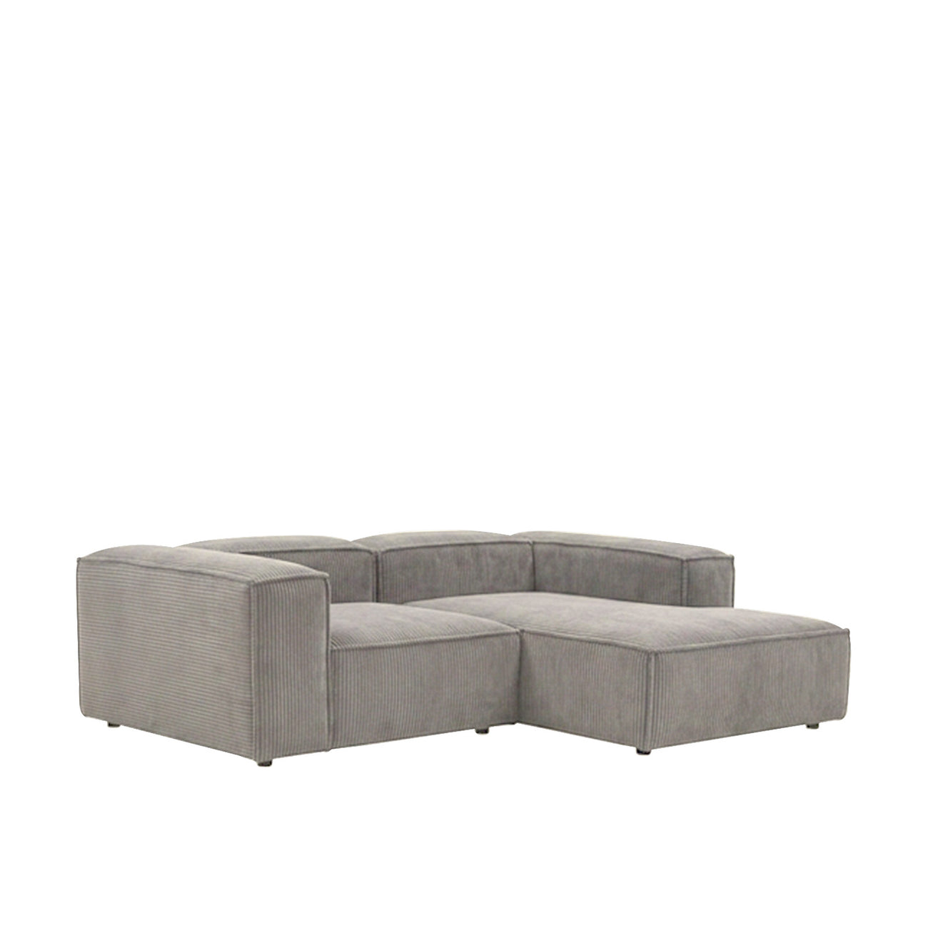 ElegantEdge 2 Seater Versatile Corduroy Grey L Shaped Sofa