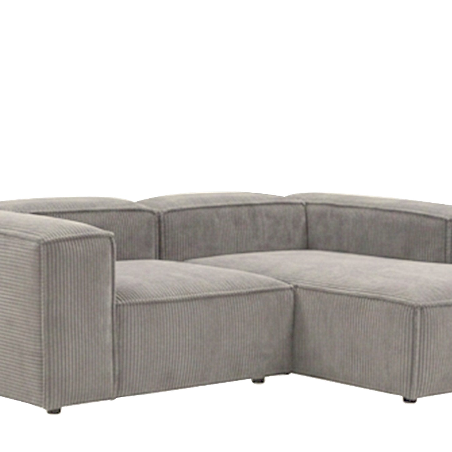 ElegantEdge 2 Seater Versatile Corduroy Grey L Shaped Sofa