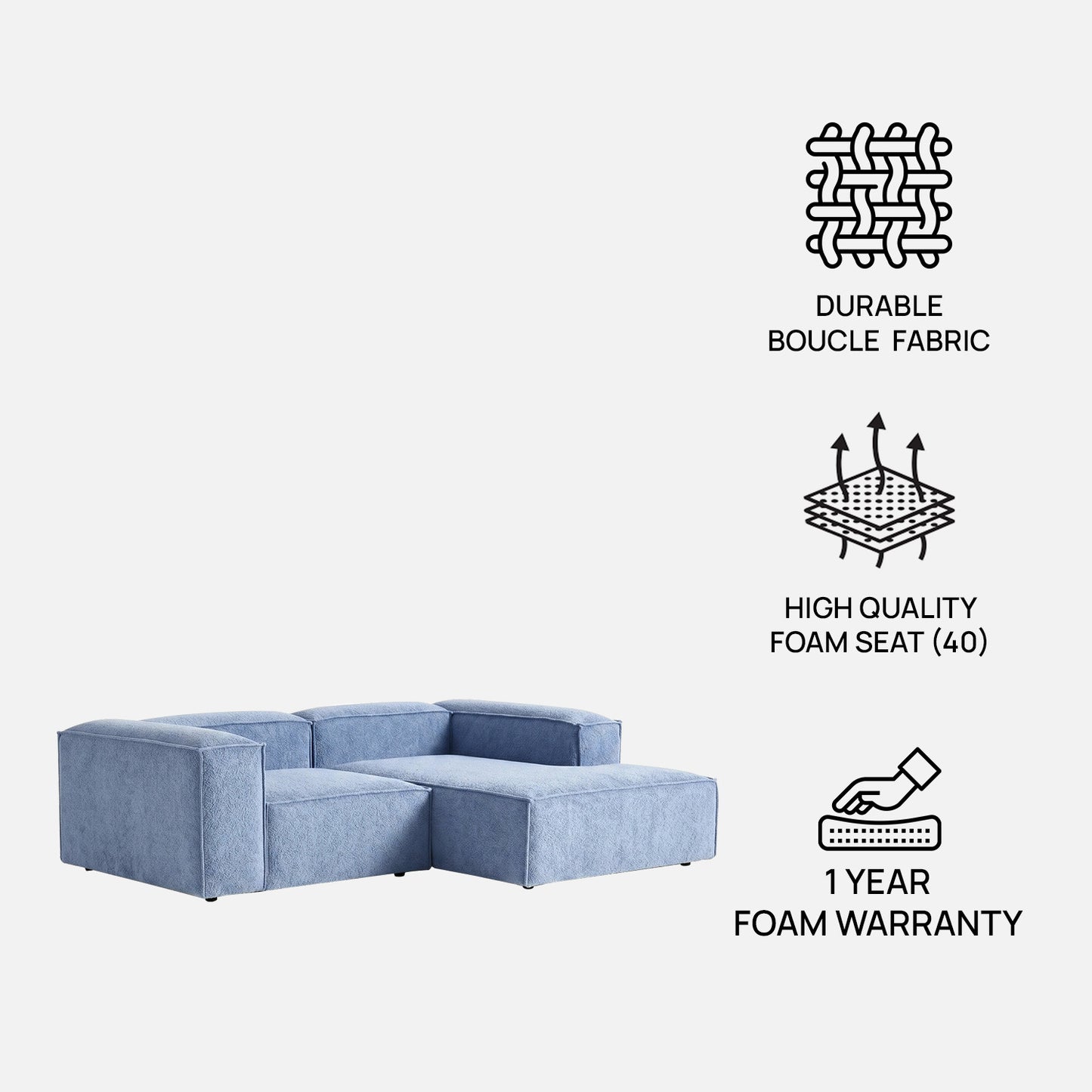 ElegantEdge 2 Seater Versatile, Comfortable Navy Blue L Shaped Sofa