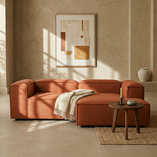 ElegantEdge 2 Seater Comfortable Tan L Shaped Sofa