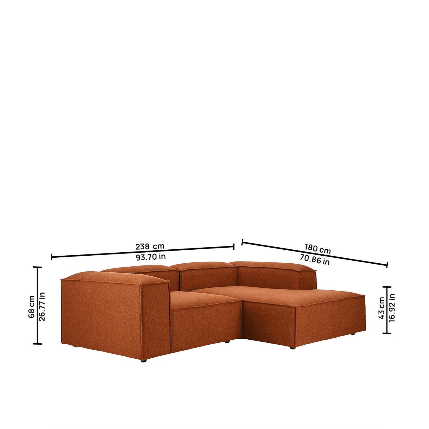 ElegantEdge 2 Seater Comfortable Tan L Shaped Sofa