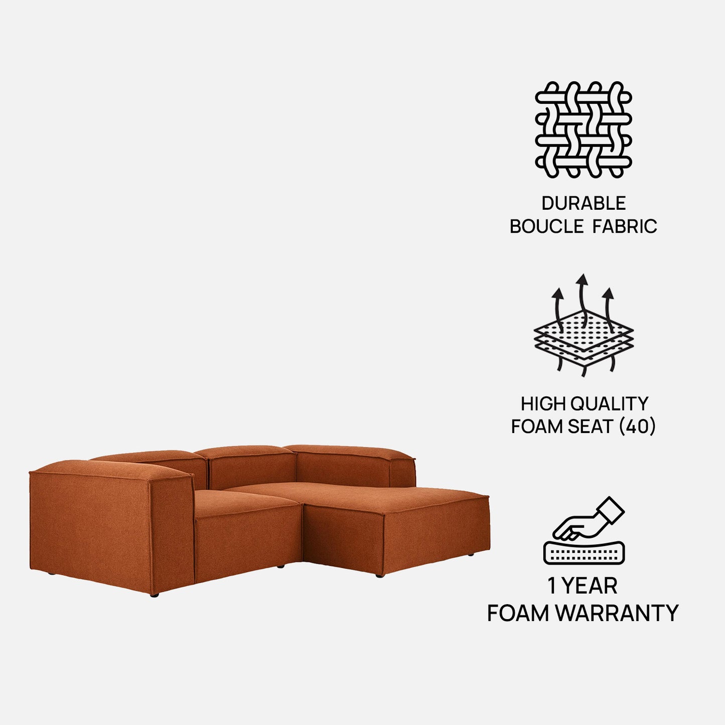 ElegantEdge 2 Seater Comfortable Tan L Shaped Sofa