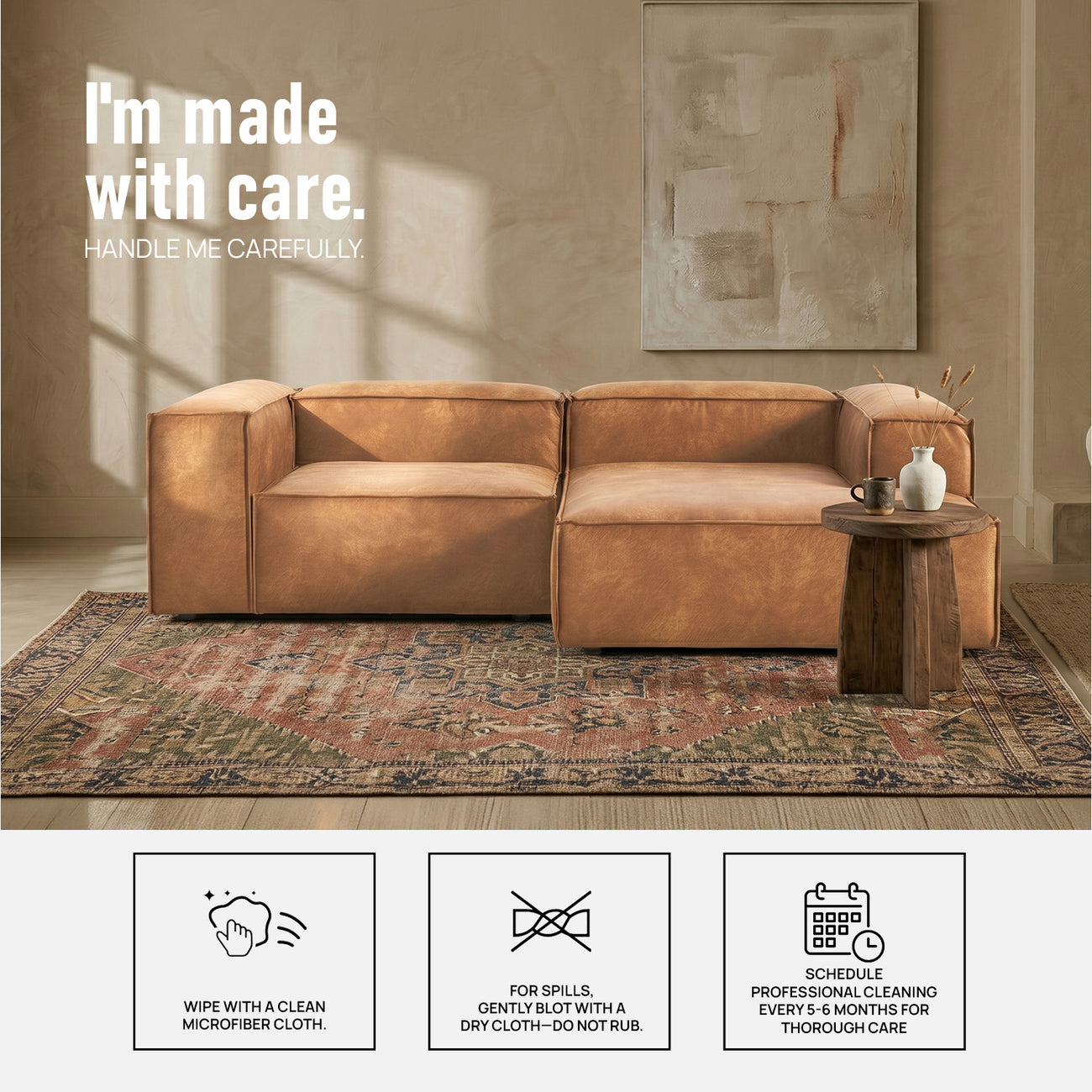 ElegantEdge 2 Seater Comfortable Faux Leather L Shaped Sofa
