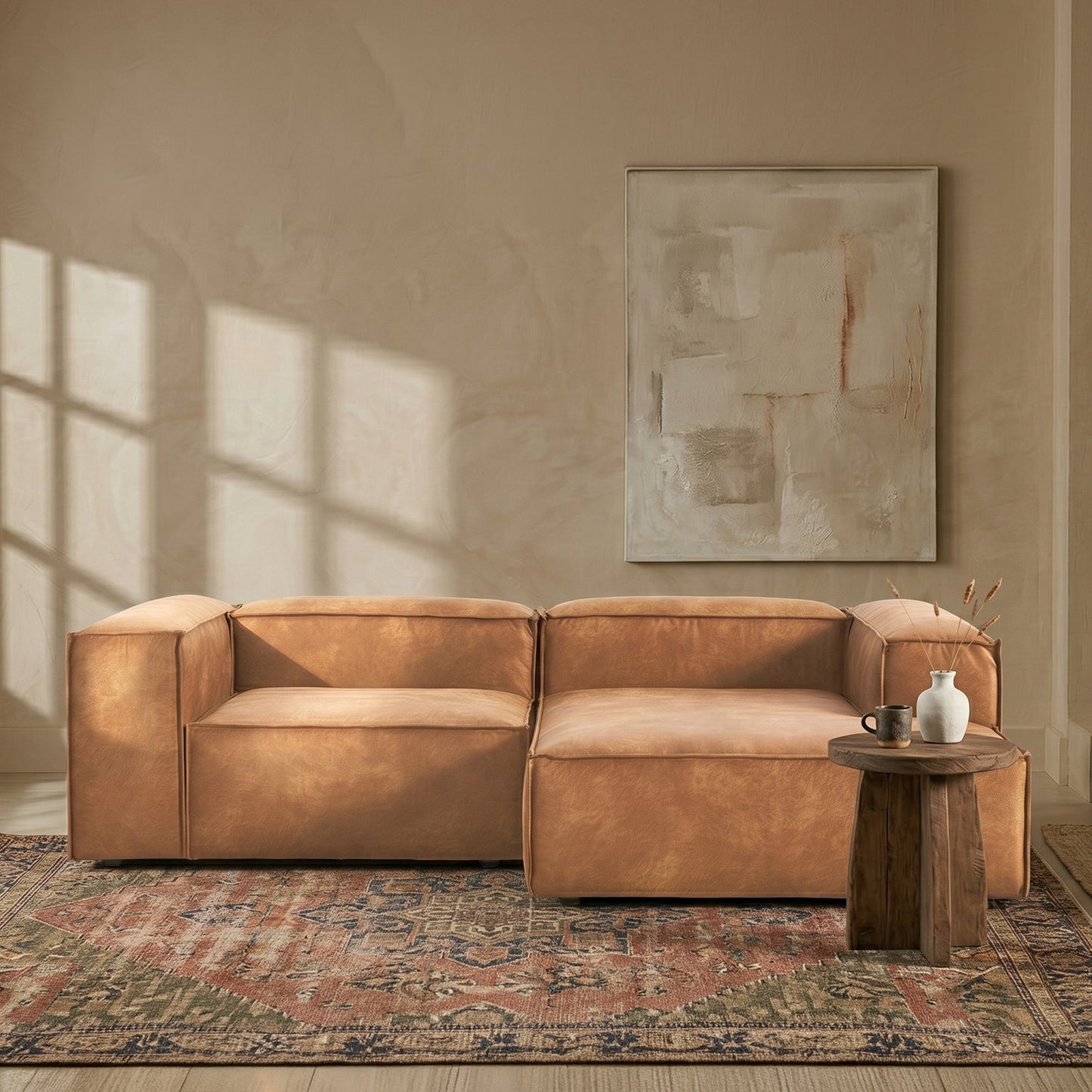 ElegantEdge 2 Seater Comfortable Faux Leather L Shaped Sofa