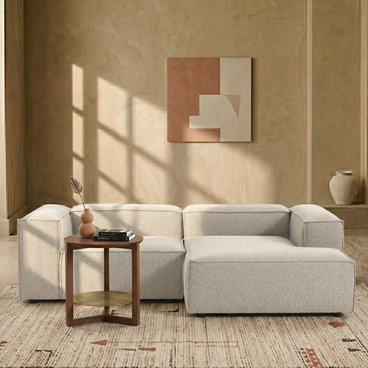 ElegantEdge 2 Seater Boucle Comfortable White L Shaped Sofa