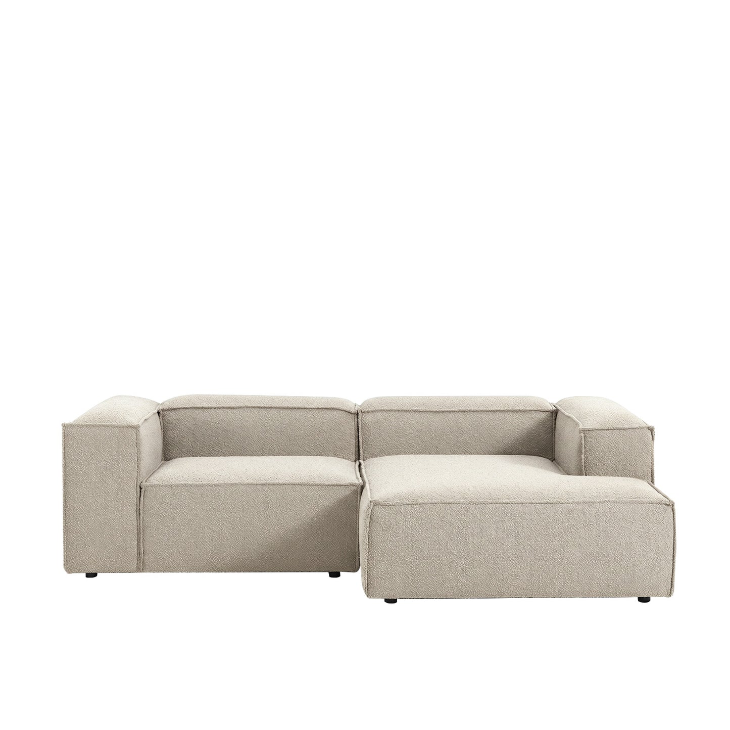 ElegantEdge 2 Seater Boucle Comfortable White L Shaped Sofa
