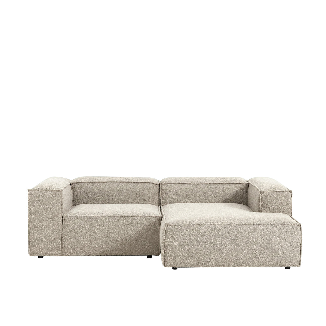 ElegantEdge 2 Seater Boucle Comfortable White L Shaped Sofa