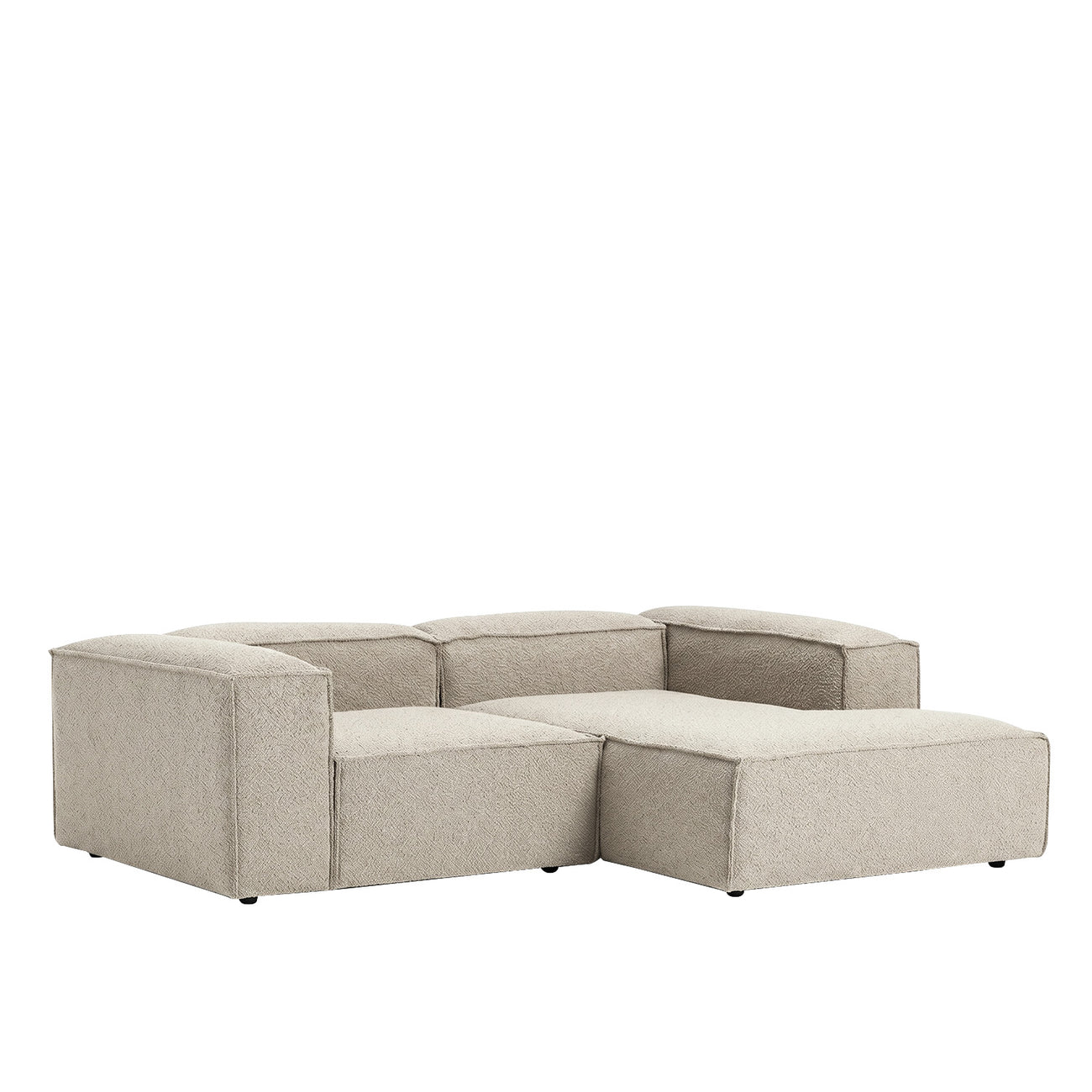 ElegantEdge 2 Seater Boucle Comfortable White L Shaped Sofa