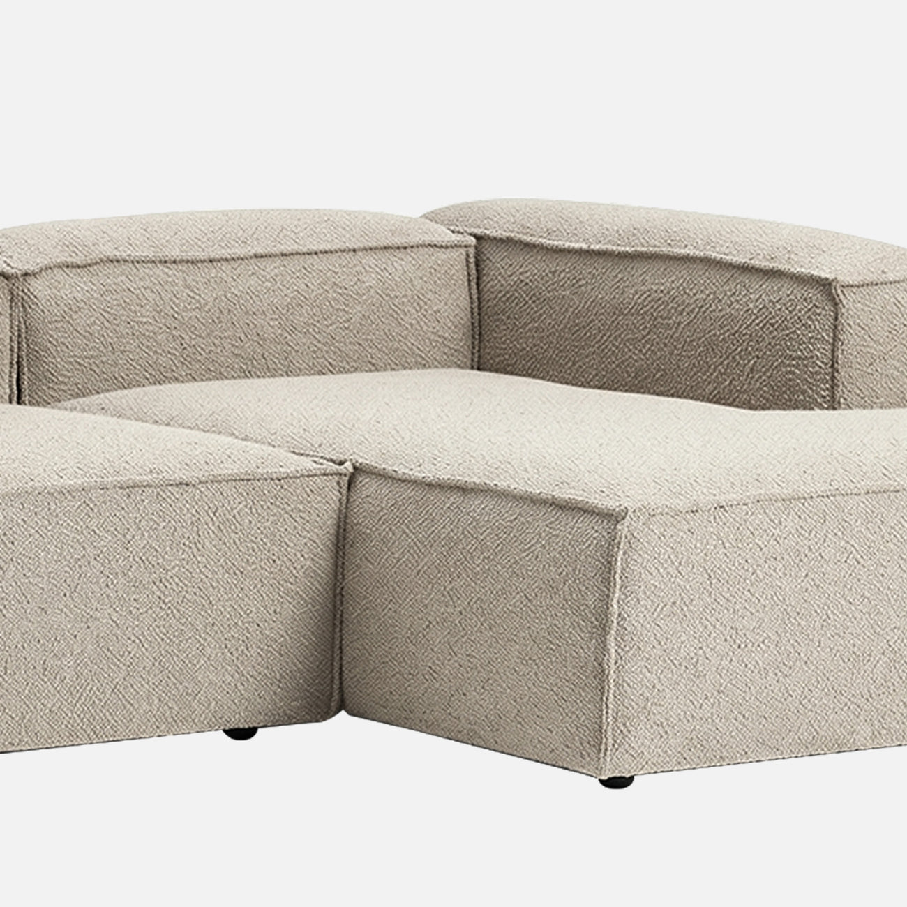 ElegantEdge 2 Seater Boucle Comfortable White L Shaped Sofa