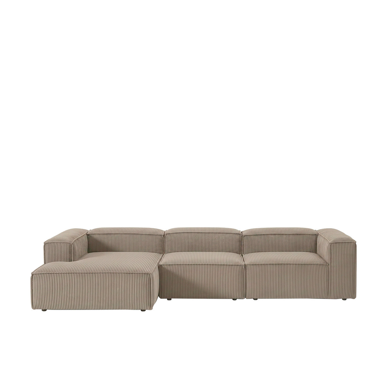 ElegantEdge 3 Seater Corduroy Comfortable Creme L Shaped Sofa