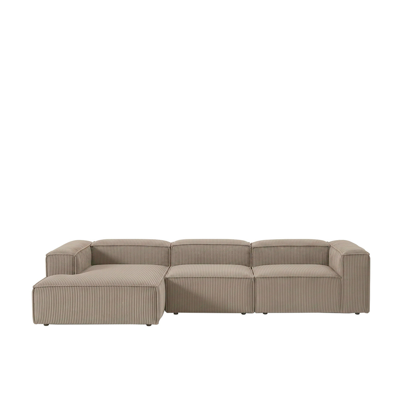 ElegantEdge 3 Seater Corduroy Comfortable Creme L Shaped Sofa