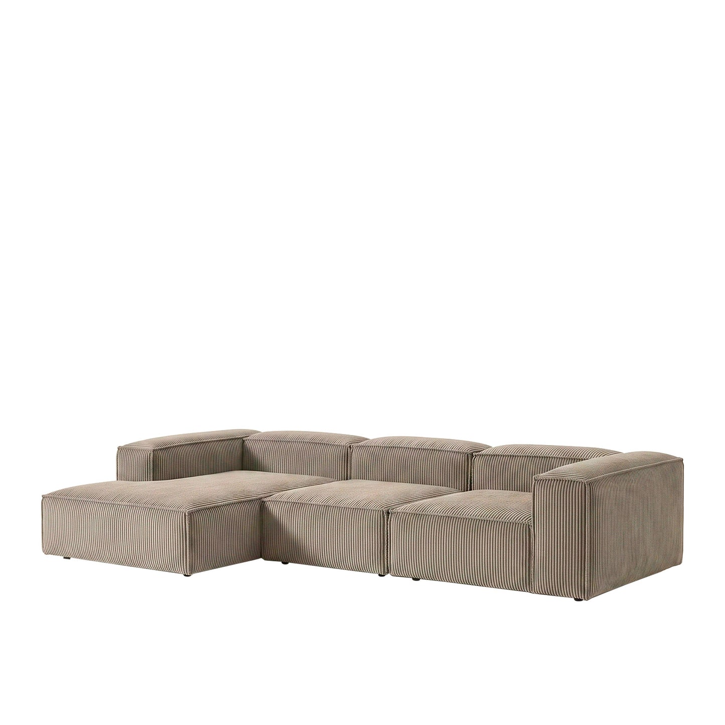 ElegantEdge 3 Seater Corduroy Comfortable Creme L Shaped Sofa