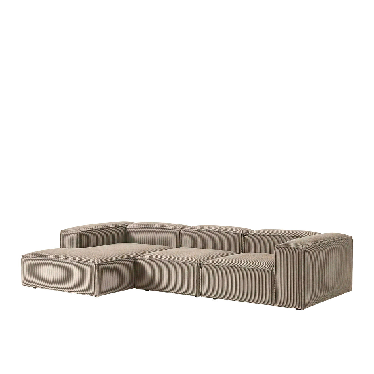 ElegantEdge 3 Seater Corduroy Comfortable Creme L Shaped Sofa