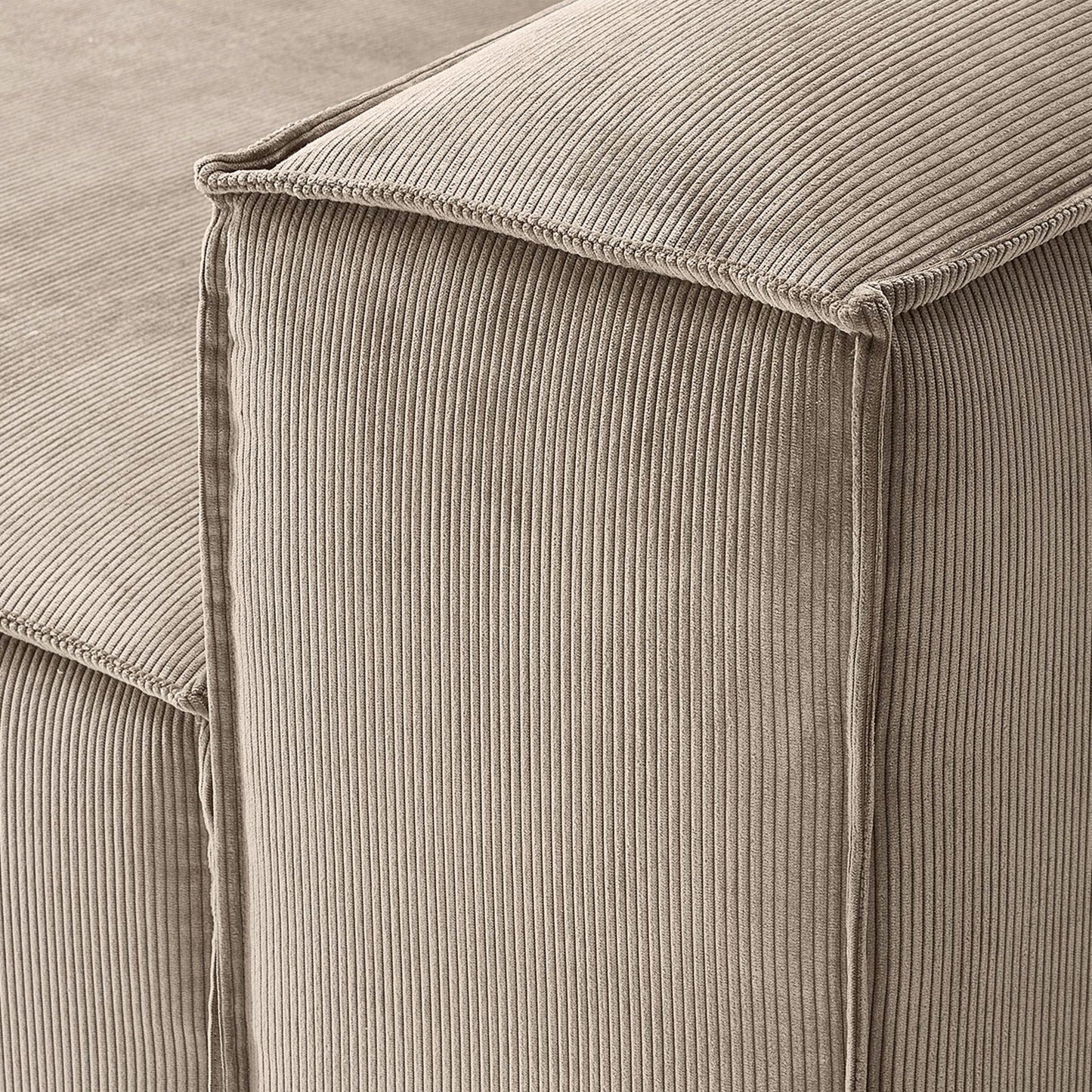 ElegantEdge 3 Seater Corduroy Comfortable Creme L Shaped Sofa