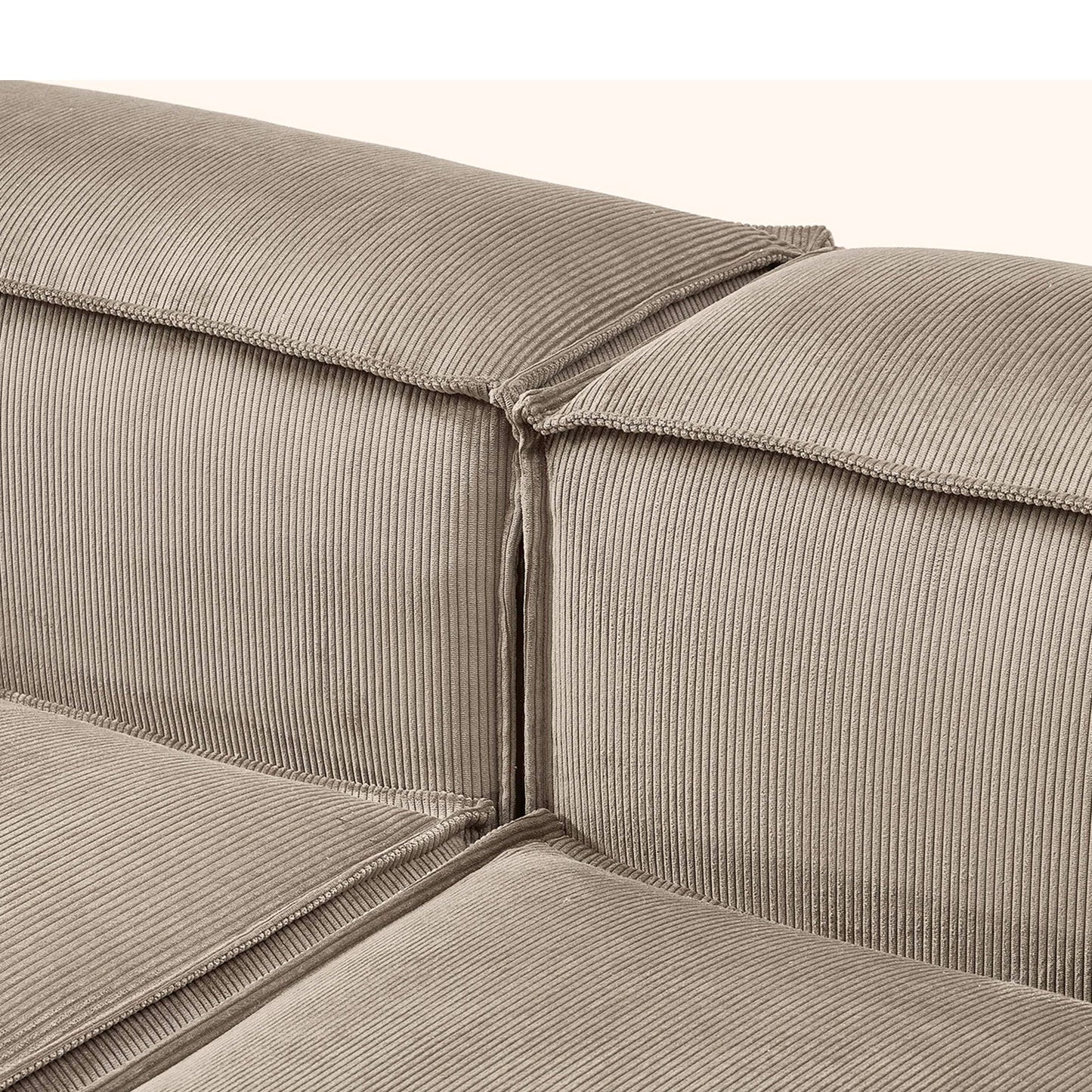ElegantEdge 3 Seater Corduroy Comfortable Creme L Shaped Sofa