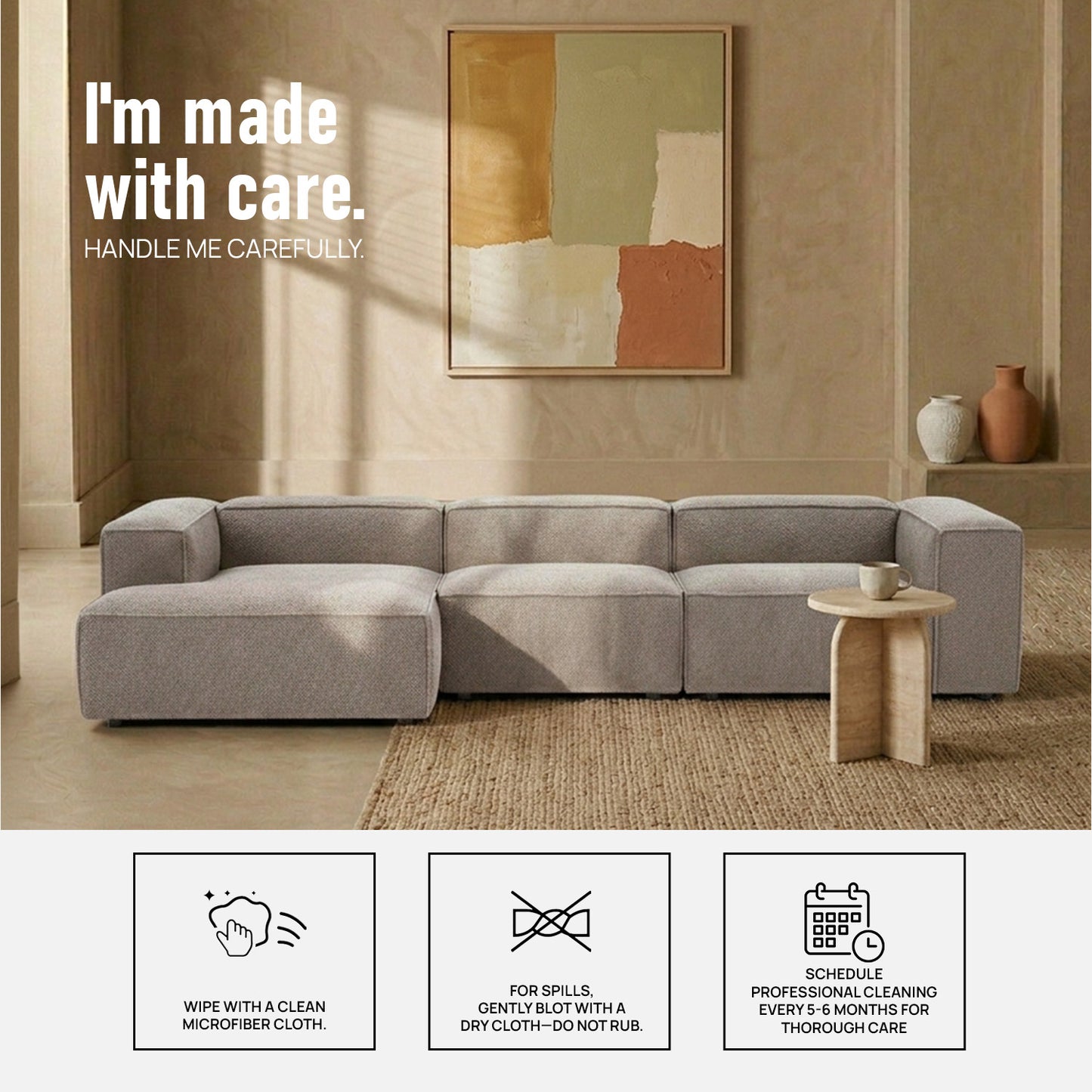 ElegantEdge 3 Seater Boucle Dark Grey L Shaped Sofa