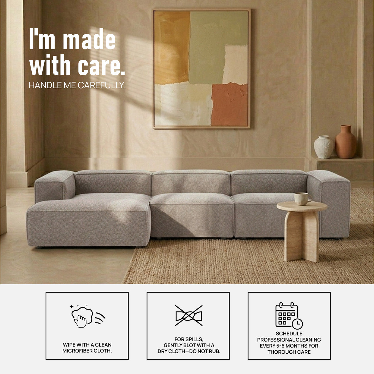 ElegantEdge 3 Seater Boucle Dark Grey L Shaped Sofa