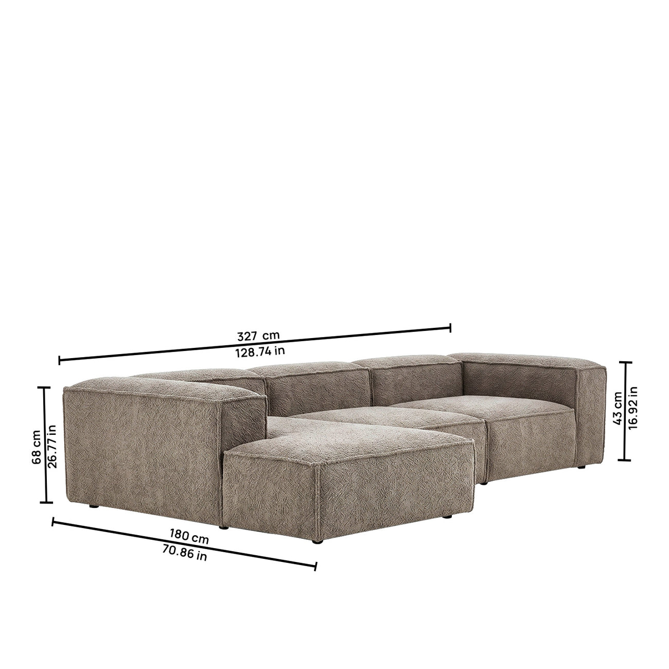 ElegantEdge 3 Seater Boucle Dark Grey L Shaped Sofa