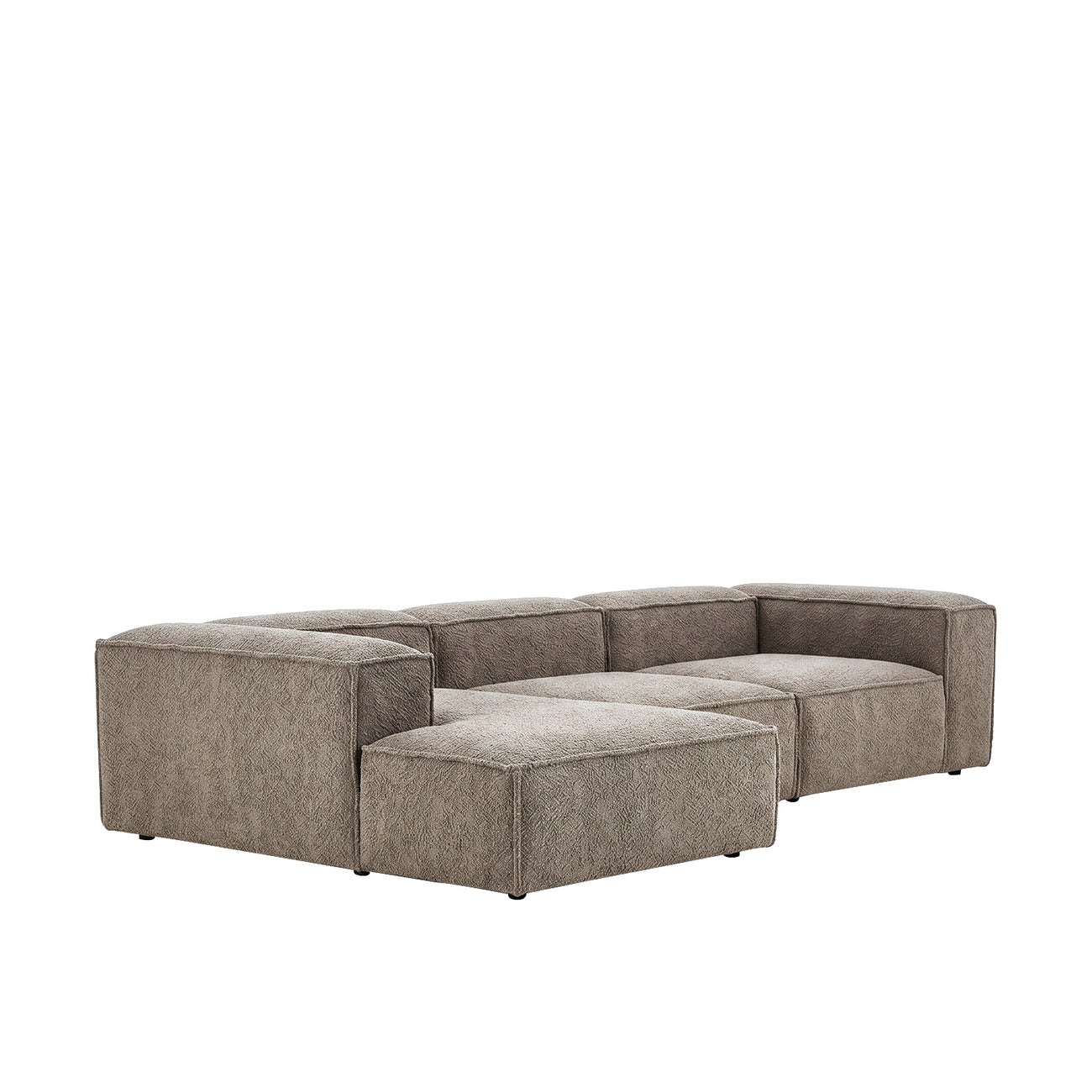 ElegantEdge 3 Seater Boucle Dark Grey L Shaped Sofa